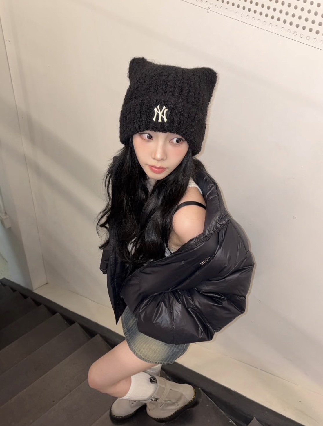 < Karina同款 > MLB 毛毛貓耳帽