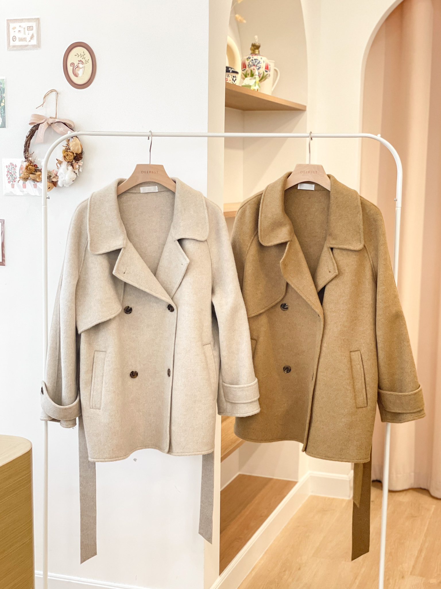 JK266 Oatmeal Warm Wool Coat