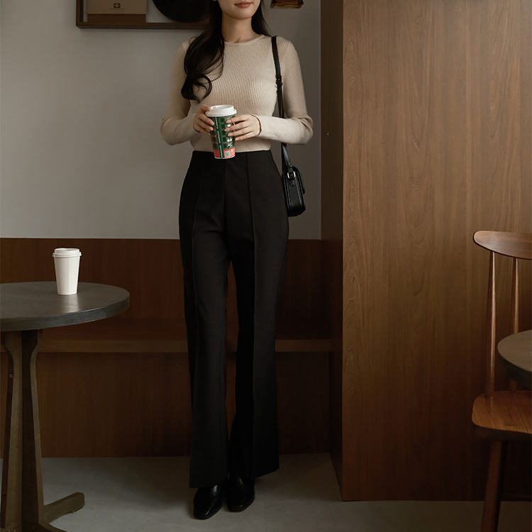 🚀當日出貨  腿長神褲! 柔彈質感長褲( 2 colors ) 腰部鬆緊彈力