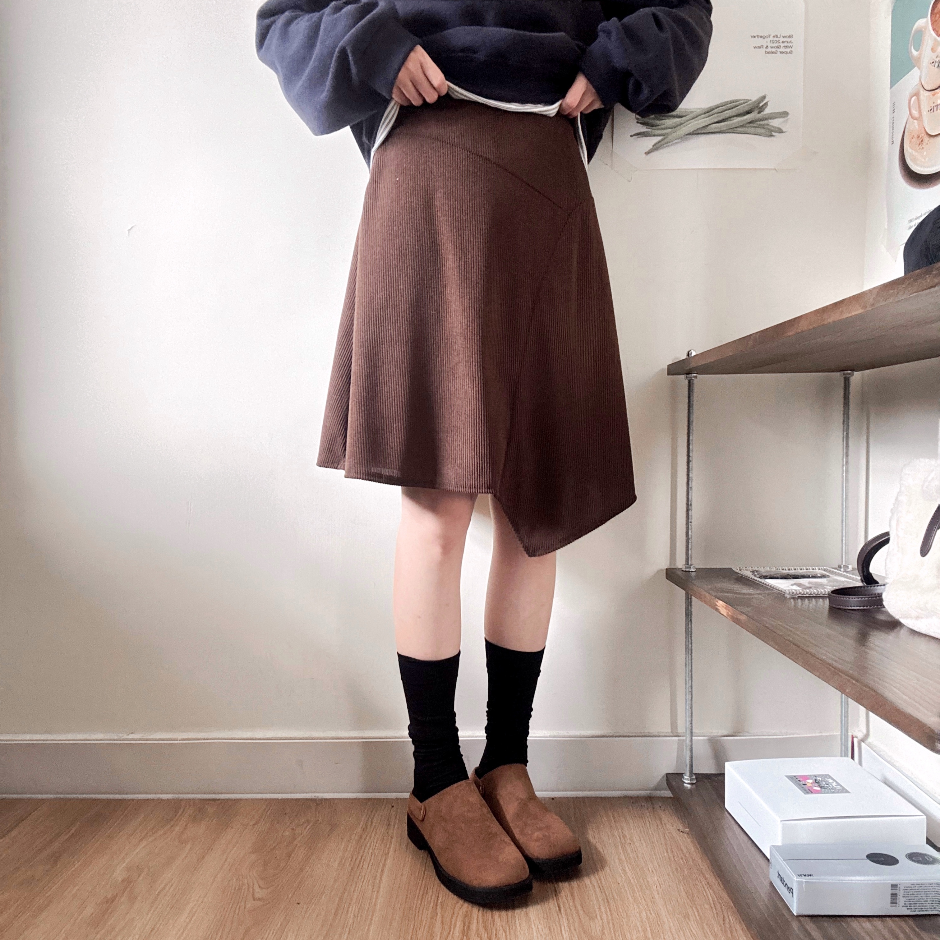 不規則燈芯絨裙