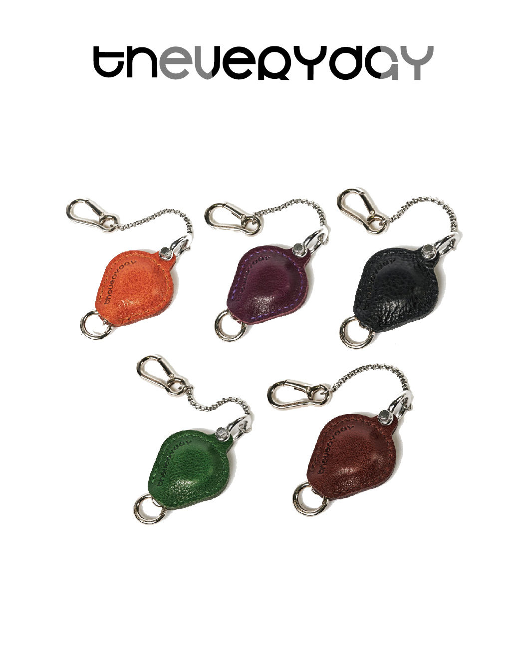 theveryday 皮革徽章拉環鑰匙圈 伸縮易拉扣 黑/咖啡/卡其/綠/紫 25A/W Leather Badge Reel