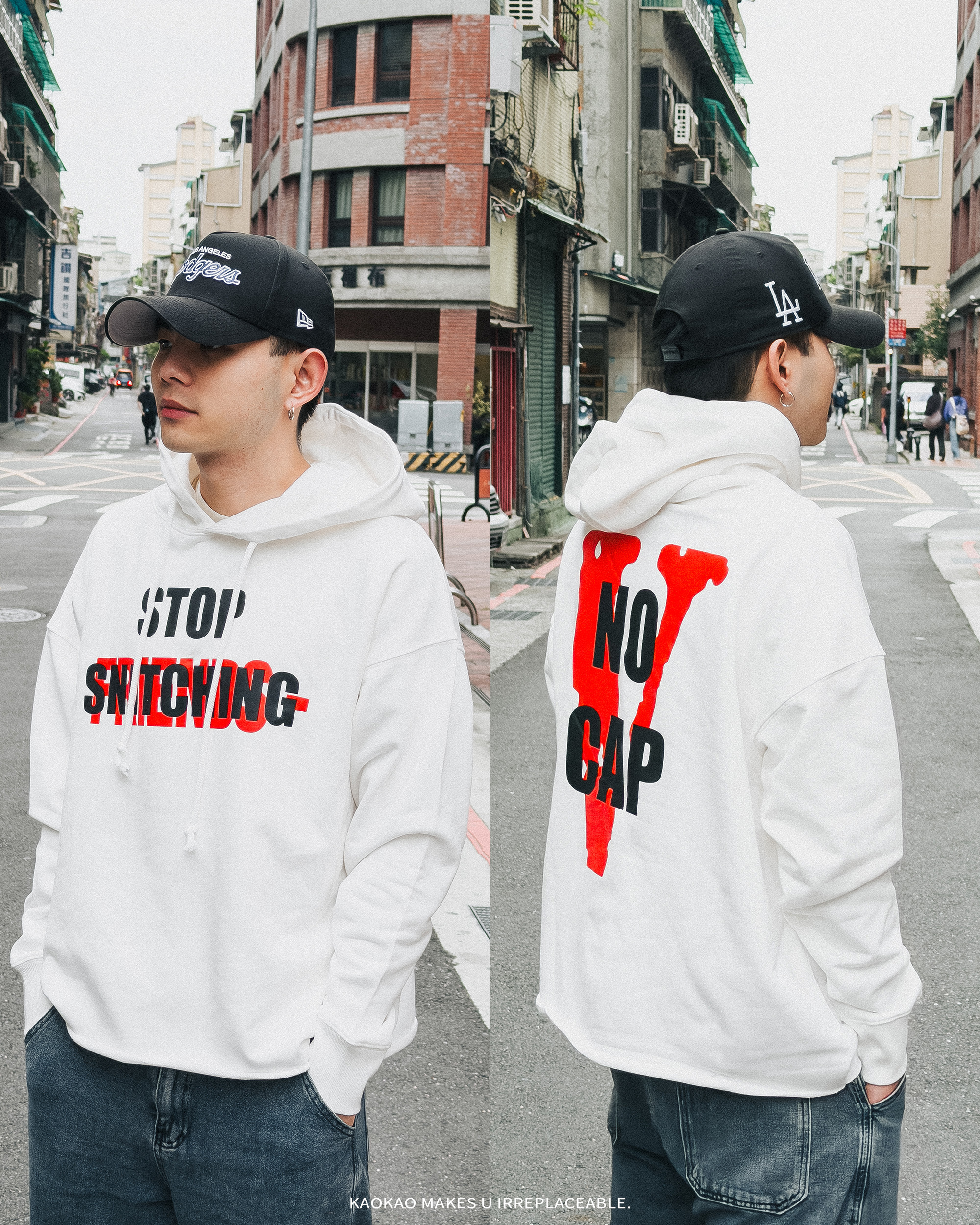 VLONE "Stop snitching NO CAP" 棉帽T