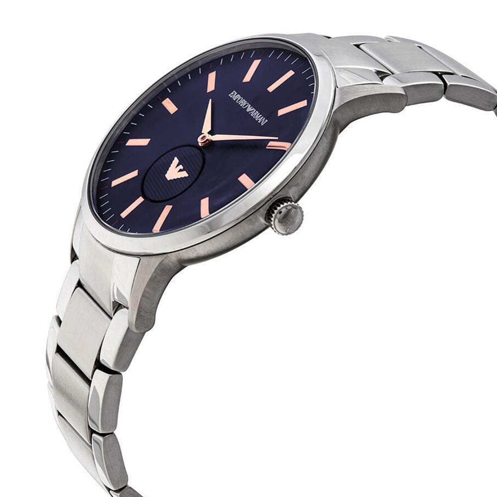 【Armani 亞曼尼】AR11137 玫瑰金黑配色 秒針小圓盤 不鏽鋼 石英錶 手錶