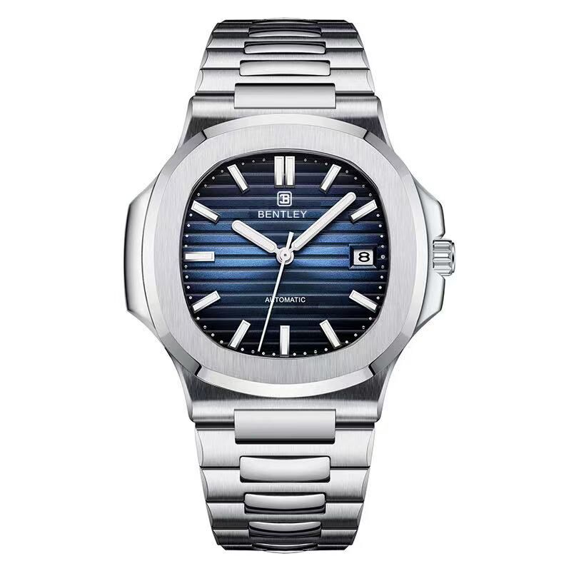 【BENTLEY賓利】THE ADEPT行家系列 BL-33 鏤空 銀色 夜光 鸚鵡螺 不鏽鋼 日期顯示 機械 手錶