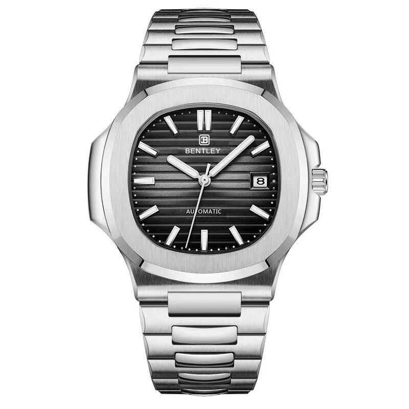 【BENTLEY賓利】THE ADEPT行家系列 BL-33 鏤空 銀色 夜光 鸚鵡螺 不鏽鋼 日期顯示 機械 手錶