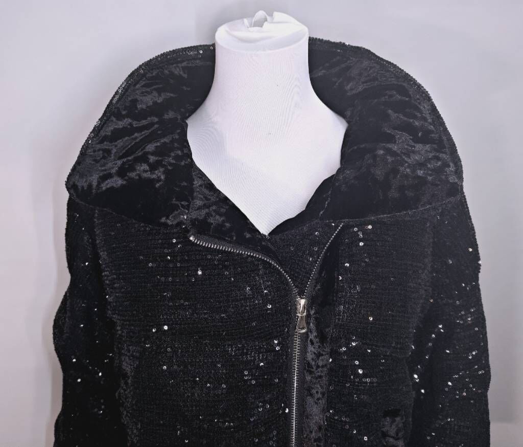 奢華亮片粗織紋連帽羽絨外套 C19