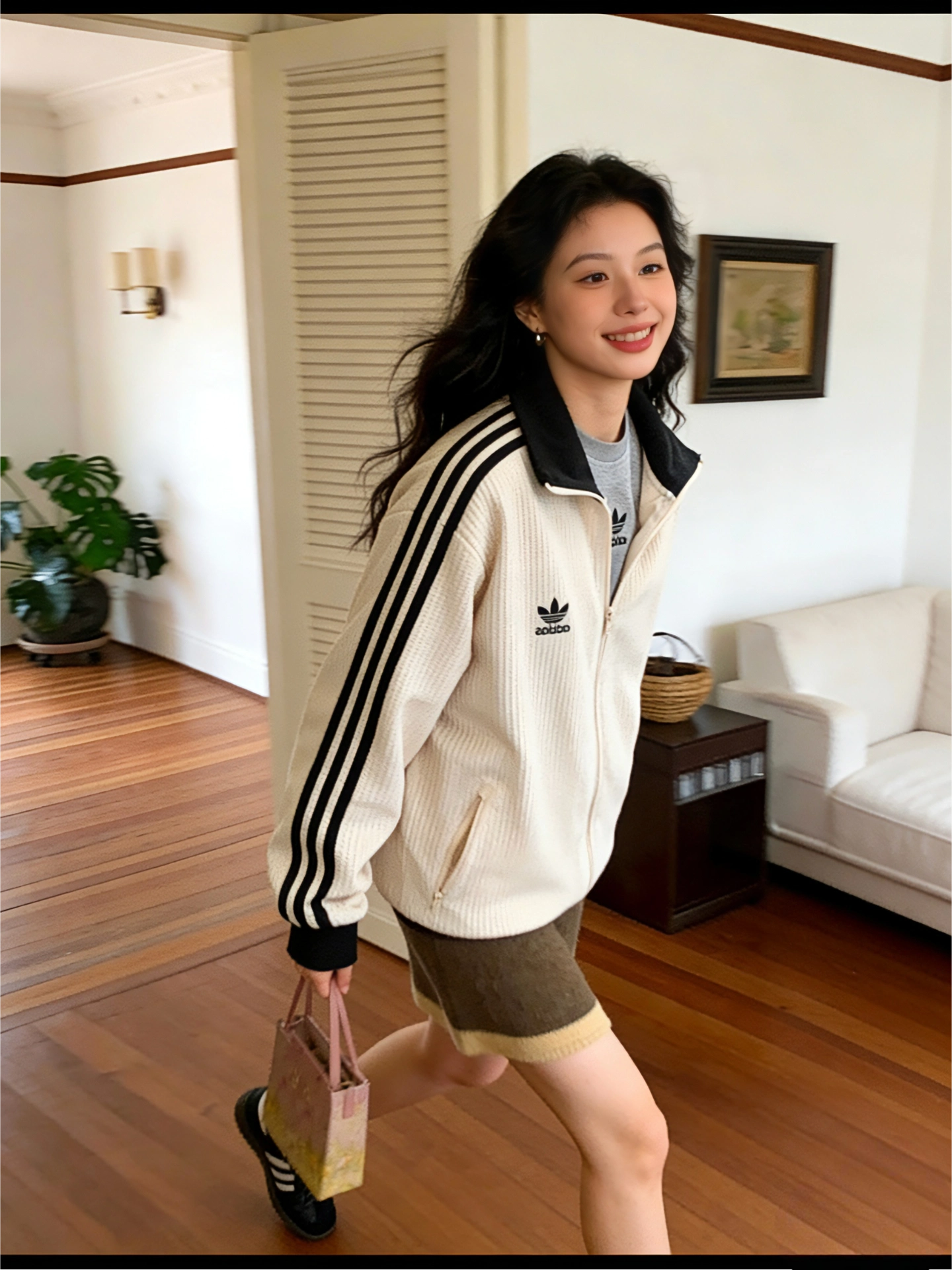 代購-Adidas Originals WAFFLE BBTT 立領 針織 華夫格 外套   JW0110黑/ JW0109白