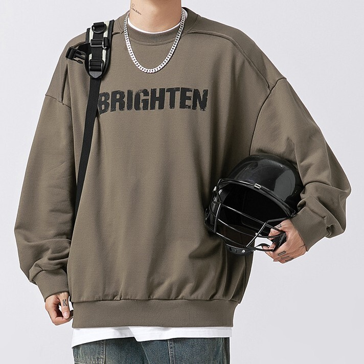 破壞毛邊寬鬆圓領大學T K3796