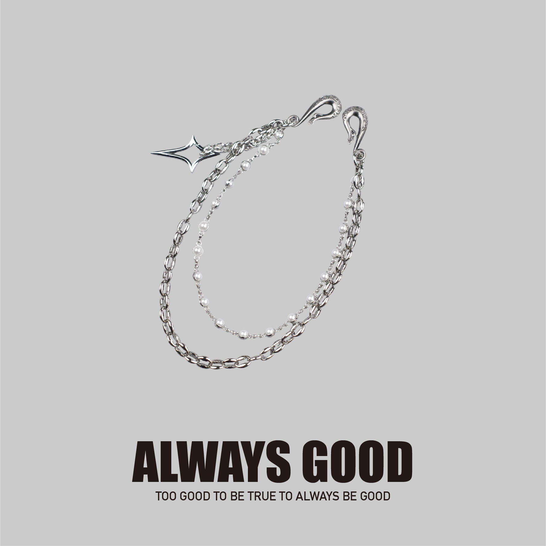 『Always_Good』星芒 珍珠 雙層 褲鏈