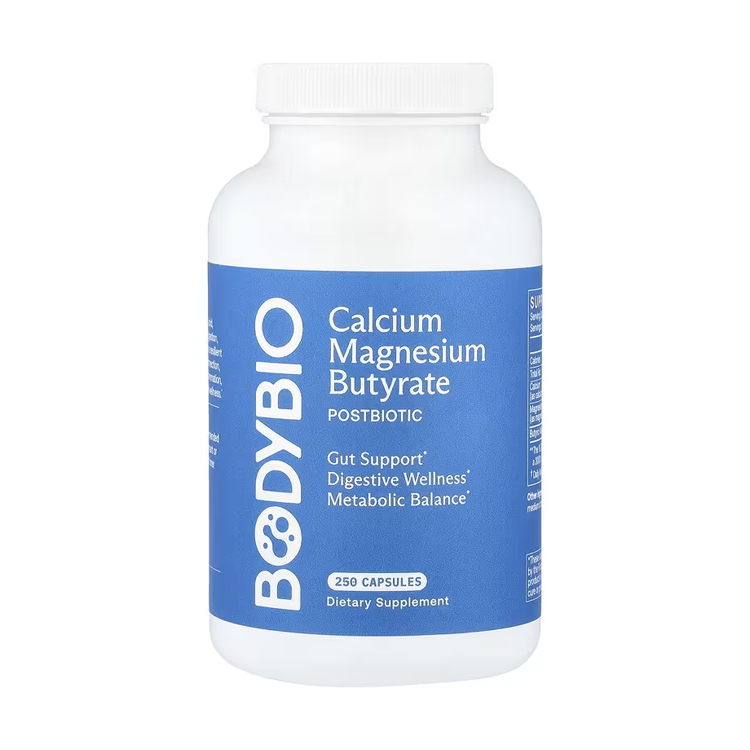 Bodybio Calcium Magnesium Butyrate 600mg ,250 Capsules