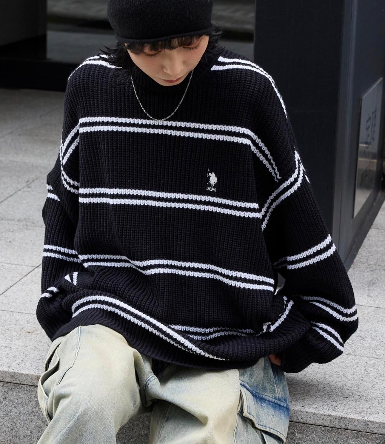 【預購】JN1219105 U.S. POLO ASSN. 刺繡logo羅紋針織上衣