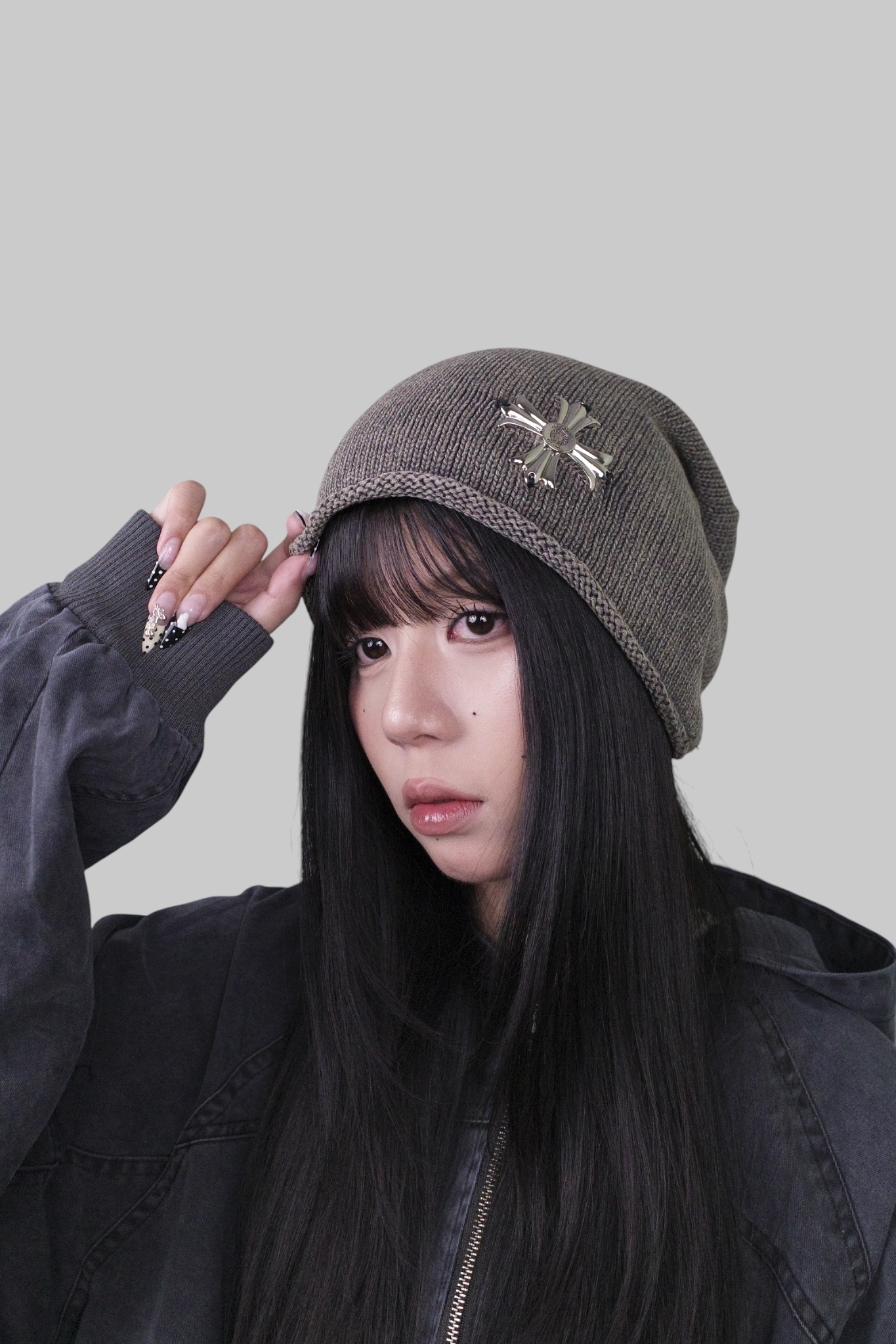 『Always_Good』十字架 捲邊 針織 堆堆帽