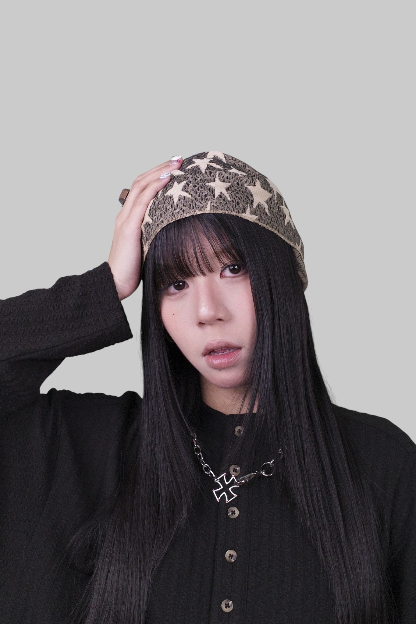 『Always_Good』Y2K 星星 針織 頭巾