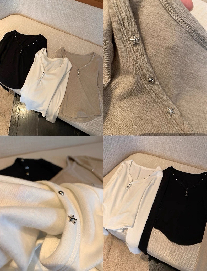 內刷絨鉚釘打底衣/三色