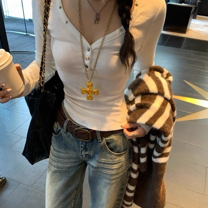 內刷絨鉚釘打底衣/三色