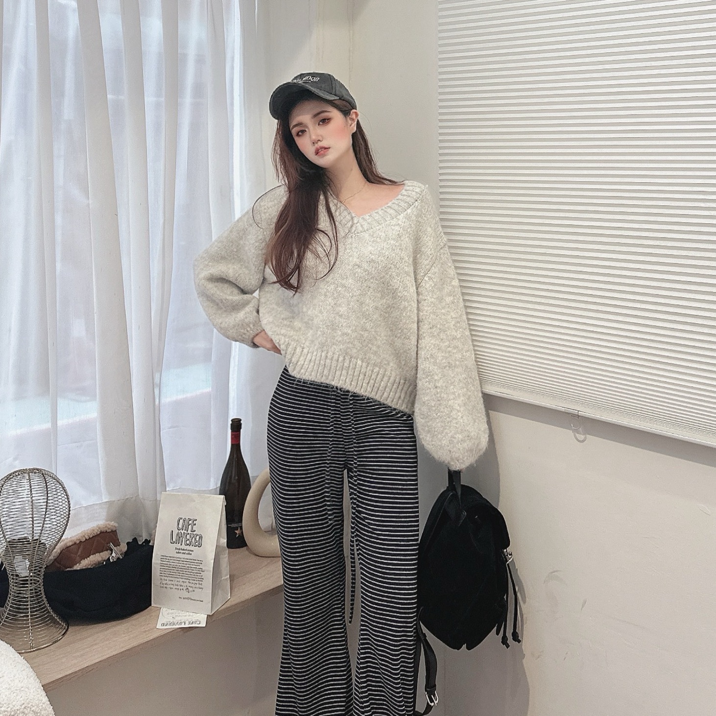 細閃金蔥泡泡袖針織毛衣/四色