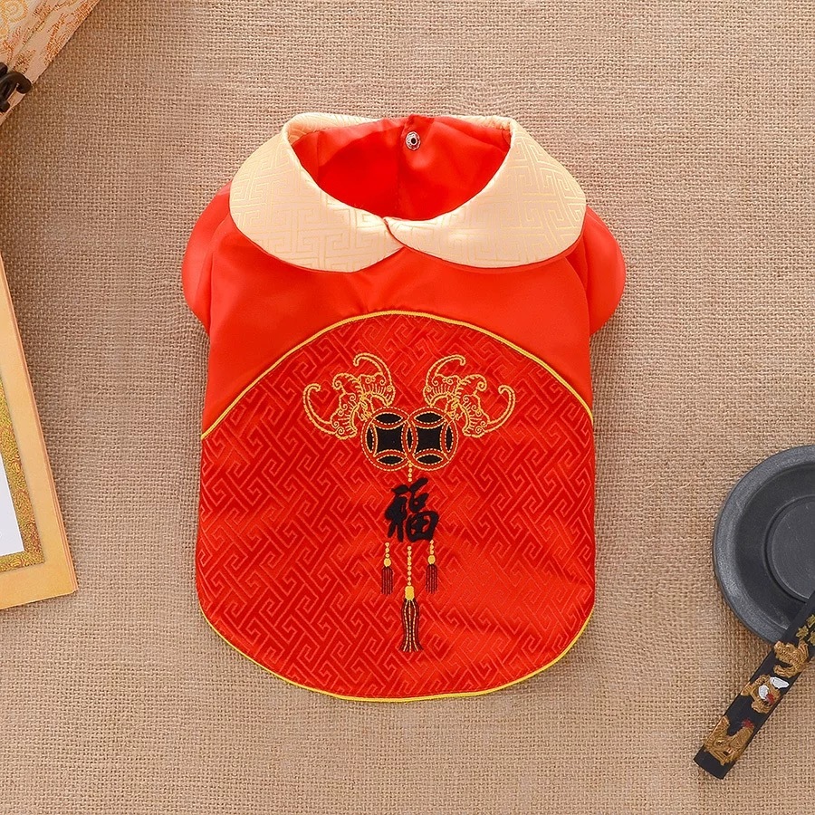 宠物衣服 宠物唐装 带领2脚衣  薄款