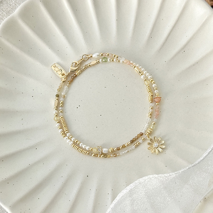 生日花 • 捌月拾參 • 澤菊 – 碧璽草莓晶 – 手鍊