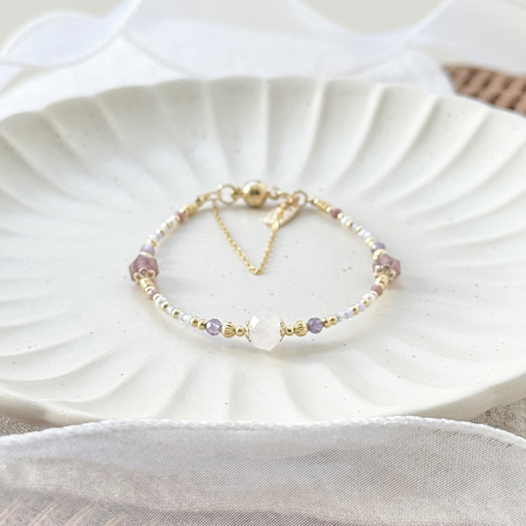 生日花 • 柒月拾參 • 魯冰花 – 粉晶草莓晶 – 手鍊