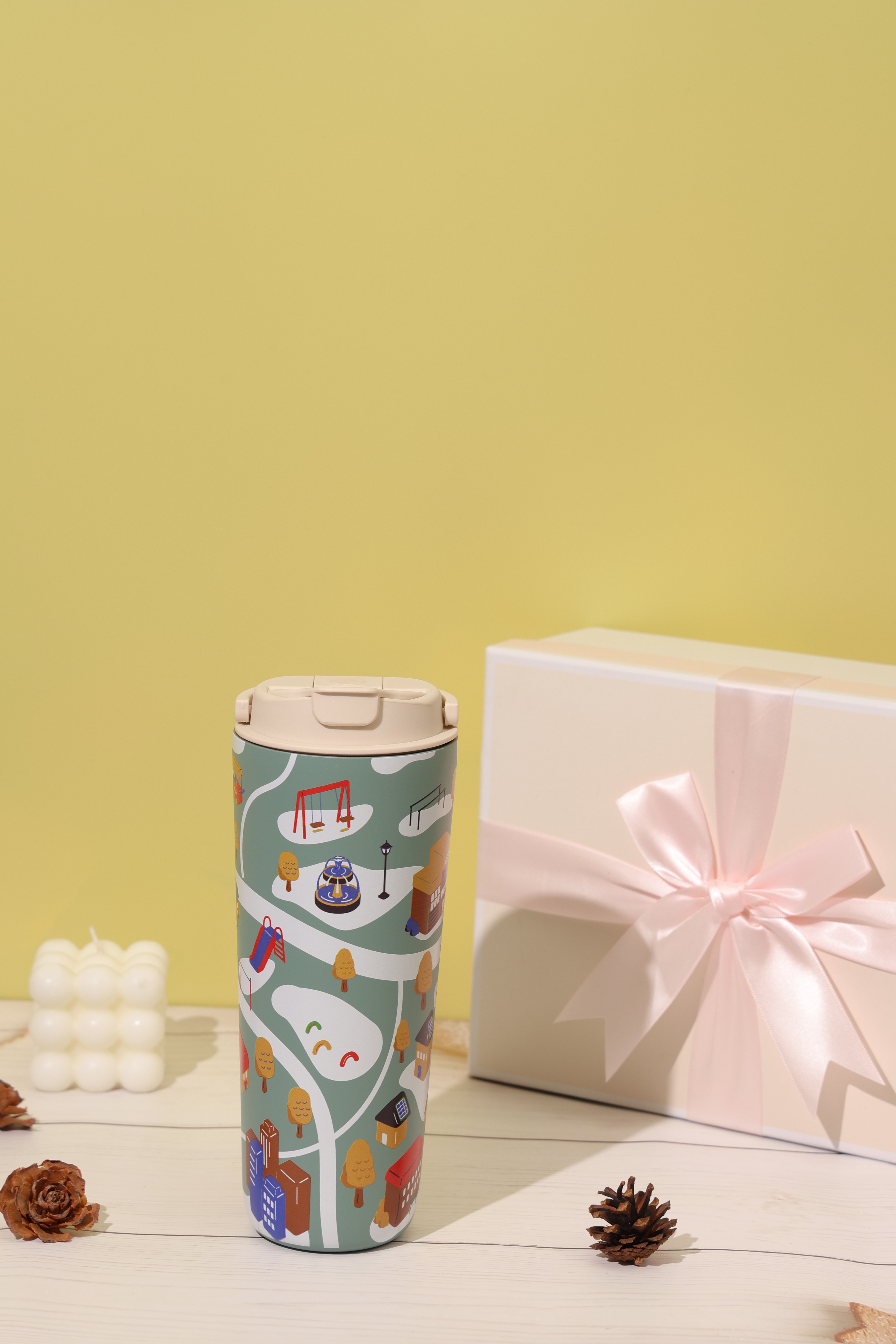 純鈦跳跳杯｜跳跳愛畫畫系列｜遊園糖雪Ｘ奶昔白蓋