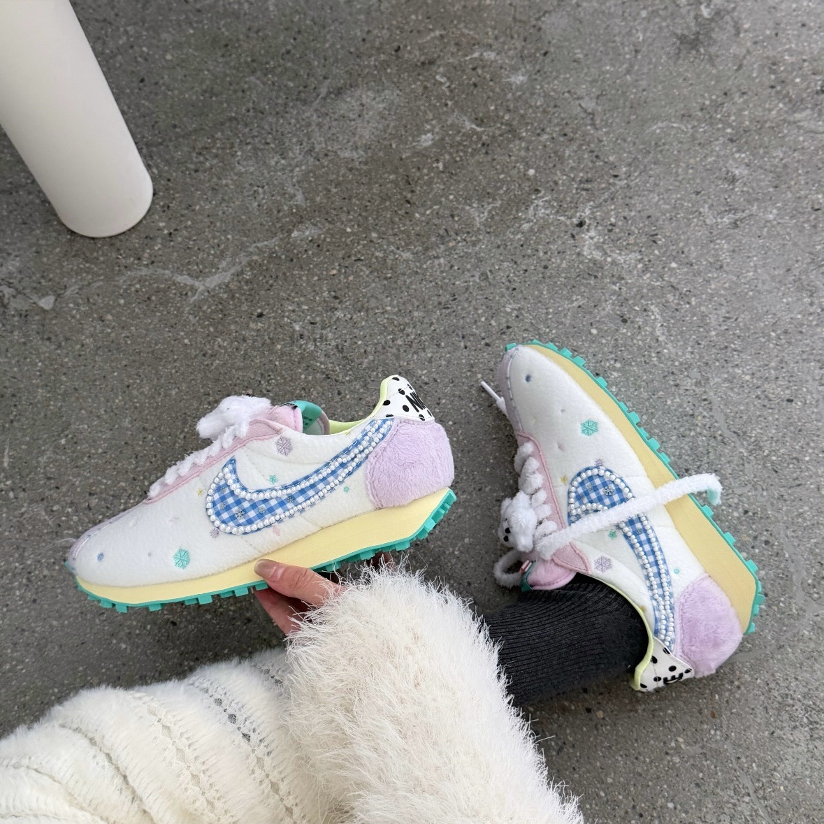 Nike LD-1000 日本新款 冰雪奇緣 寶寶藍 白粉 格紋 毛茸茸 復古鞋 IM6692-197