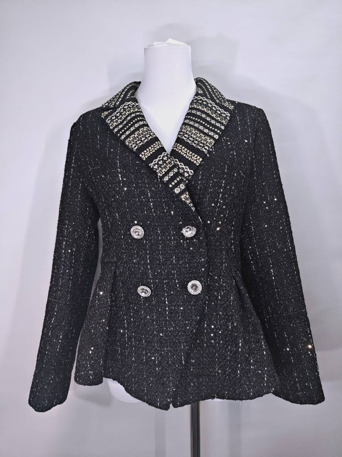 復古撞色翻領拉鍊針織外套 C22