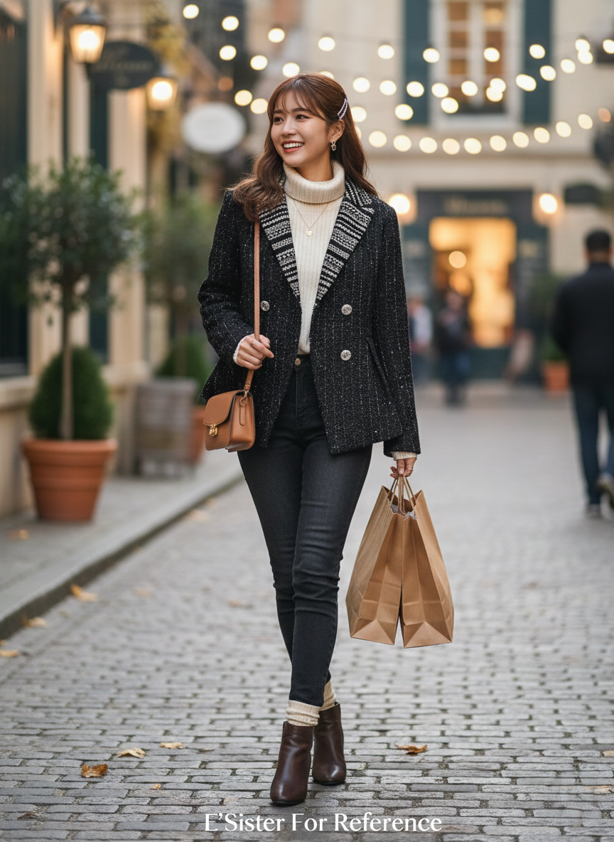 復古撞色翻領拉鍊針織外套 C22