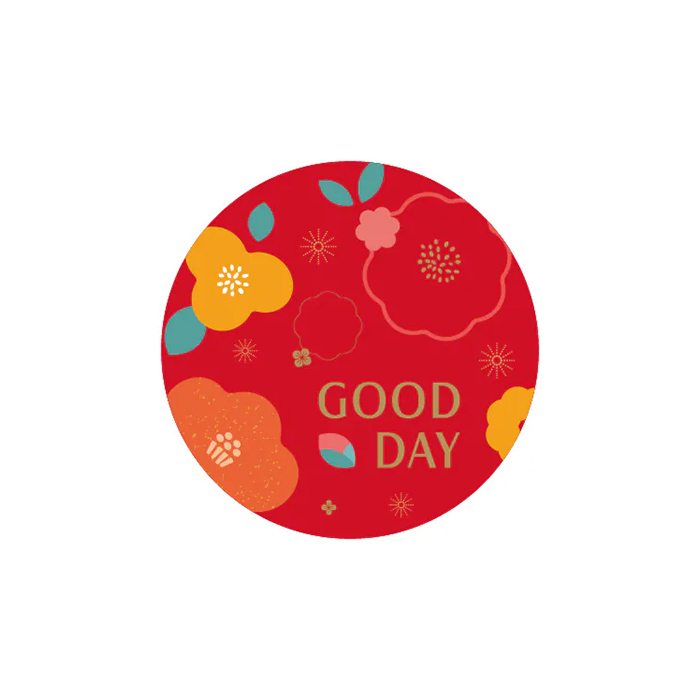 禮品貼紙 圓形 花曜幸福 36枚*2包 4.1cm【01-71104113】