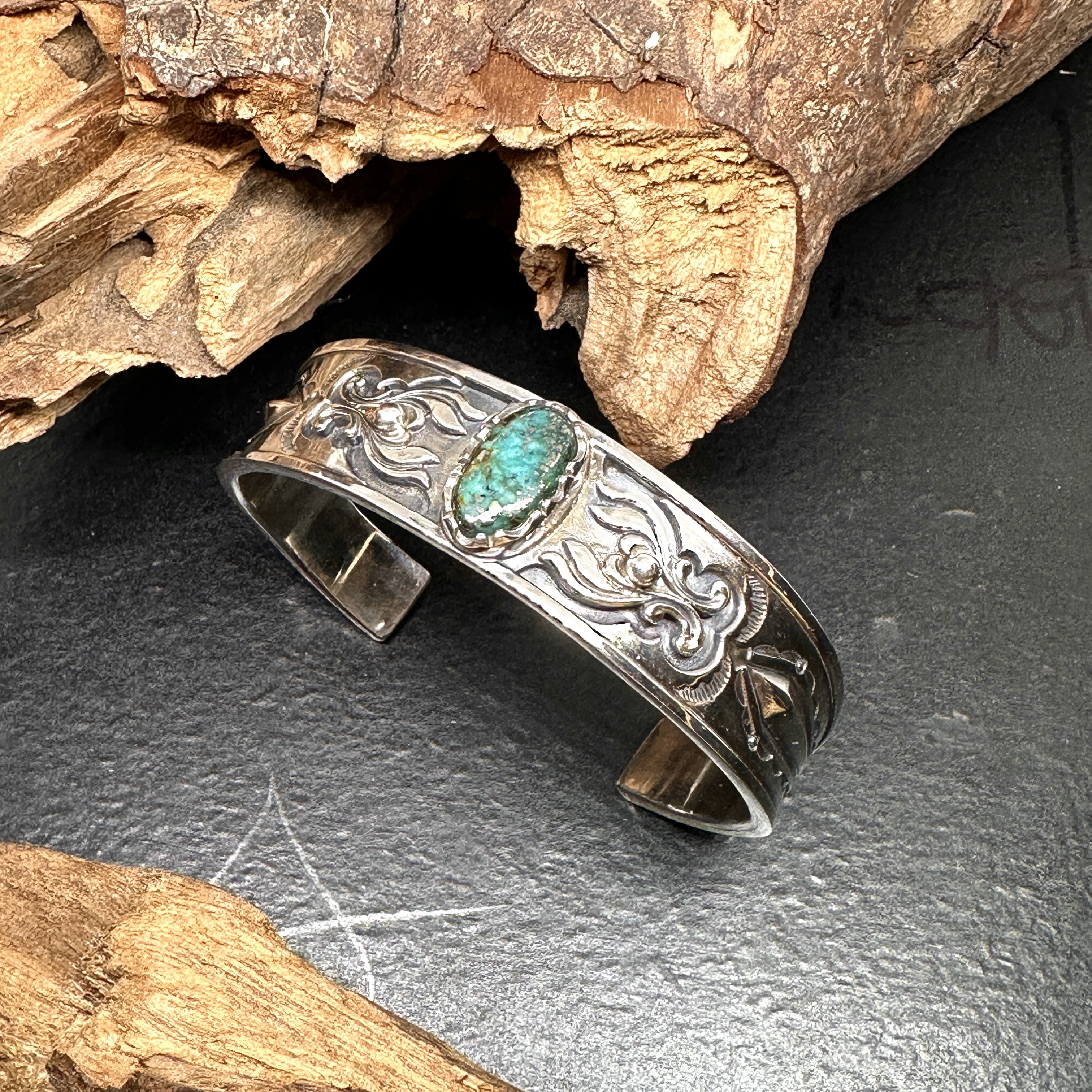 G_Smith-純銀鑲morenci II松石手環