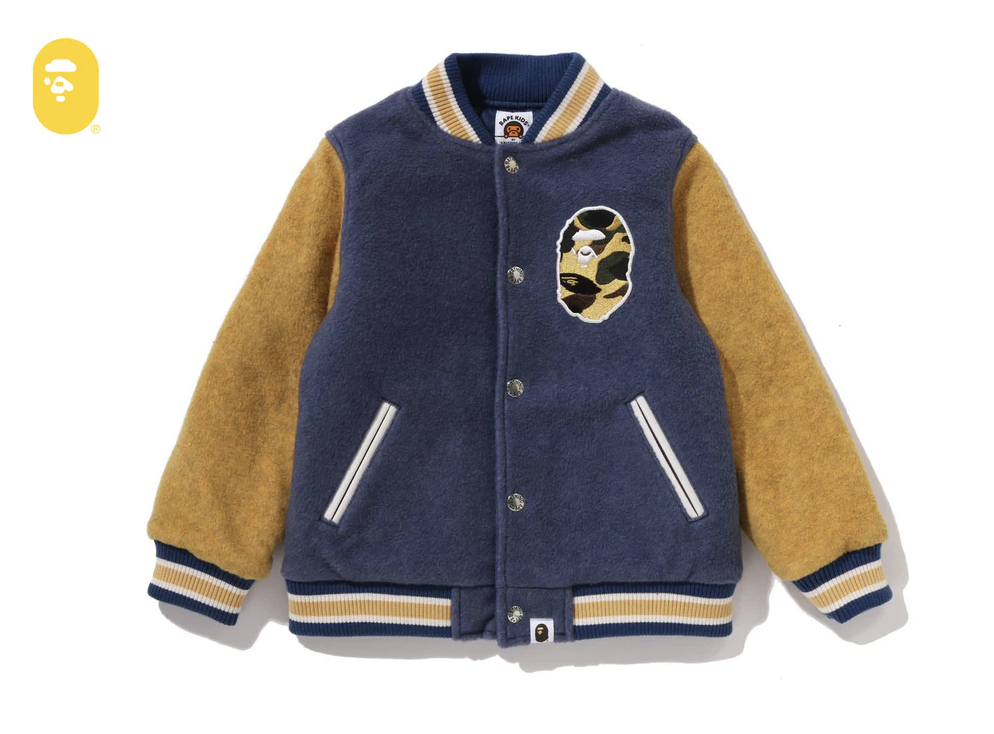 【BAPE童裝】1220 發售1ST CAMO APE HEAD VARSITY JACKET