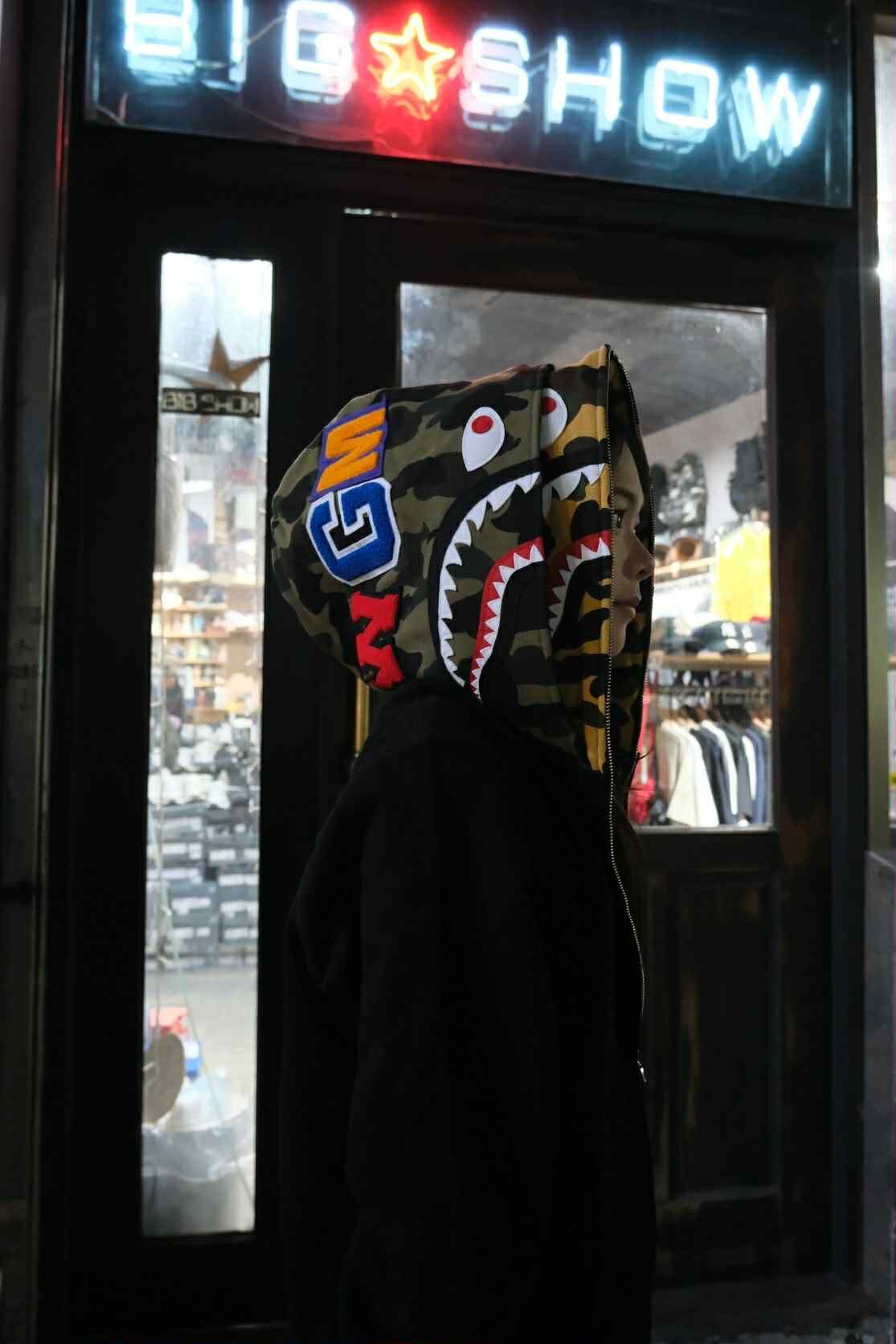 Bape SHARK FULL ZIP DOUBLE HOODIE 雙鯊外套 鯊魚外套 黑色 現貨供應 0ZXSWM924151P / 1L70115007