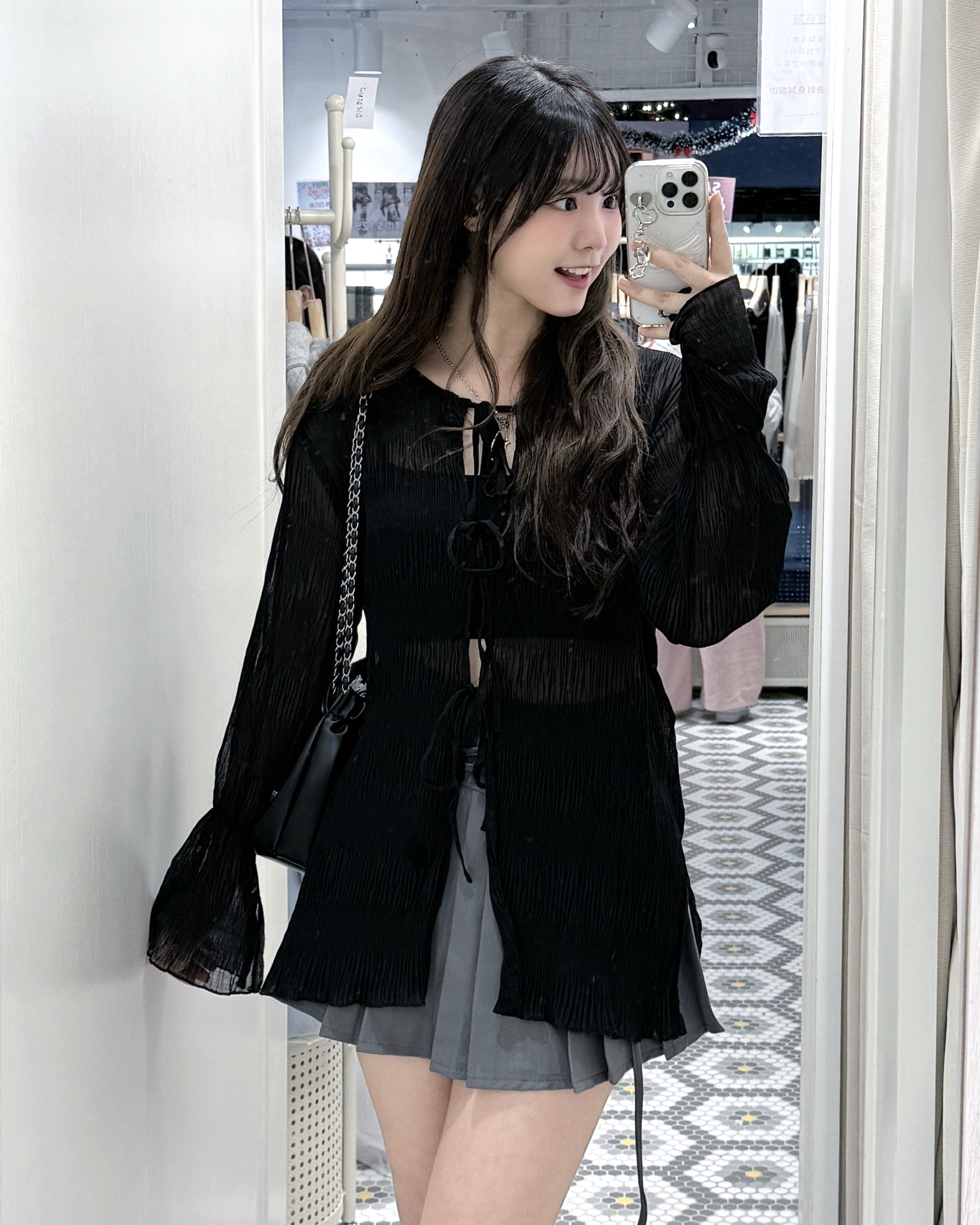 JP1065｜日本直送！透明感綁帶側開衩襯衫外搭˚.🎀༘⋆