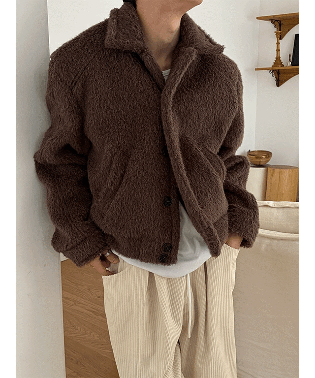 羊毛楓葉短款夾克