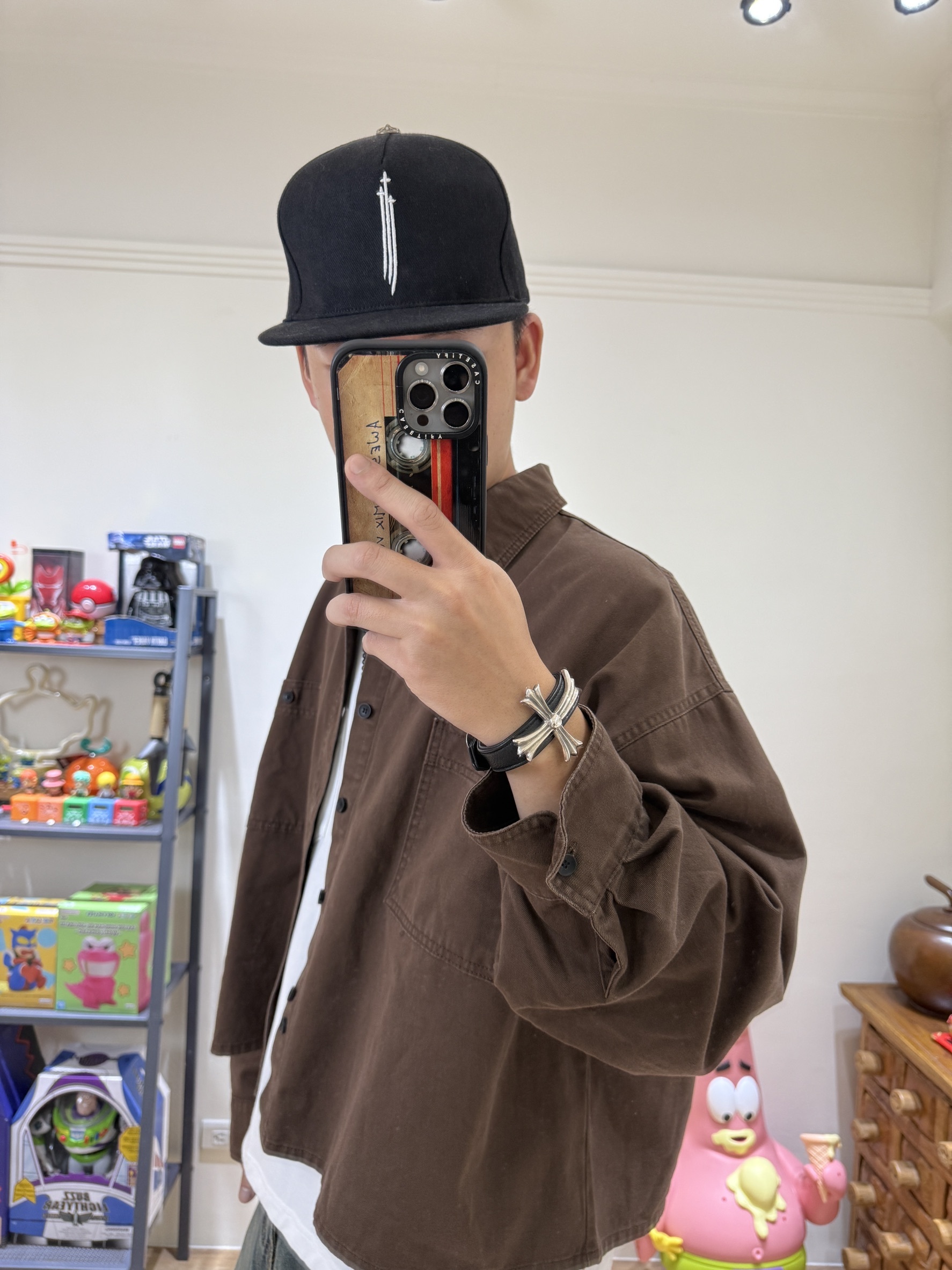 BOXY短寬重磅水洗襯衫(咖啡)