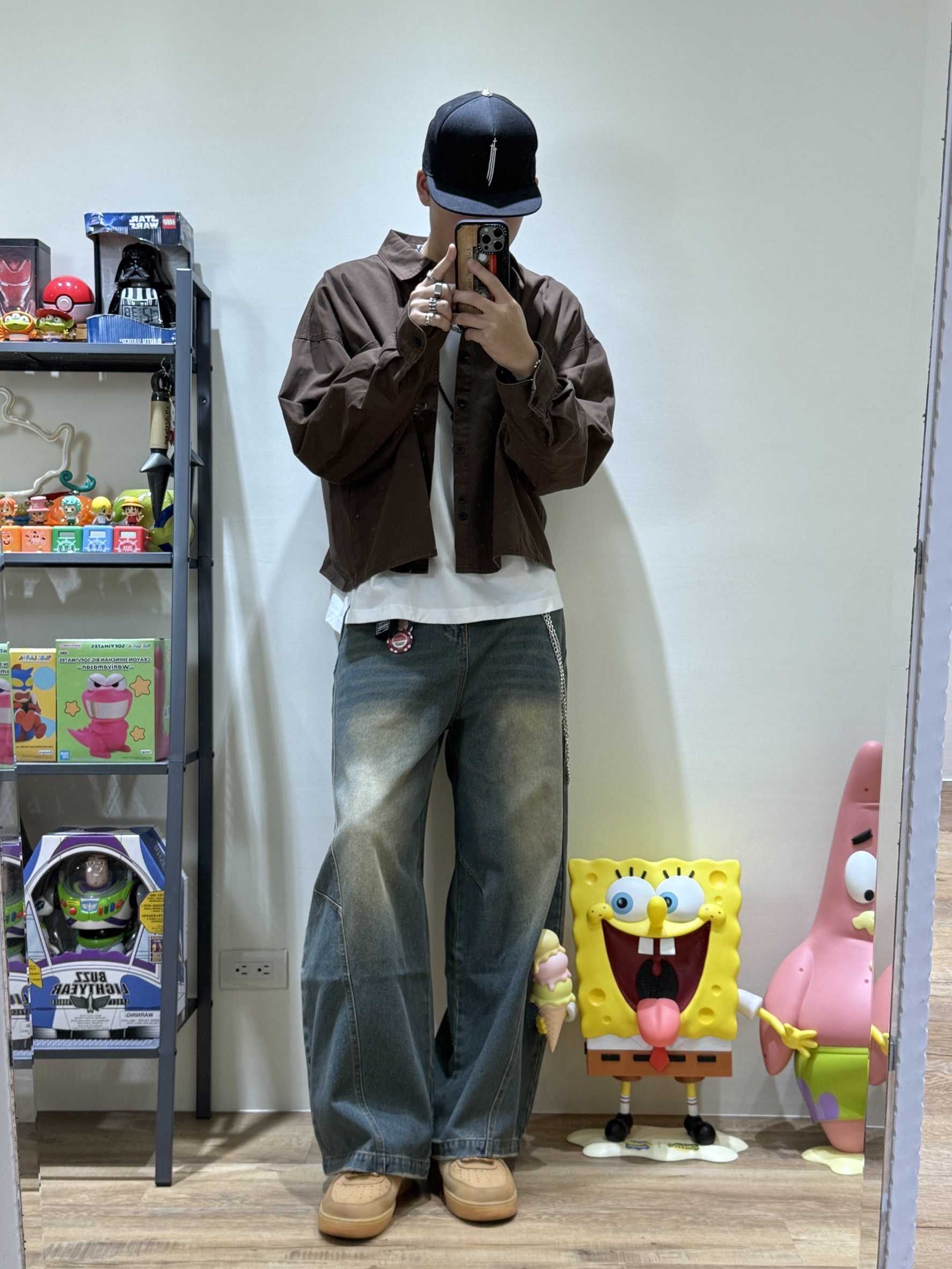 BOXY短寬重磅水洗襯衫(咖啡)