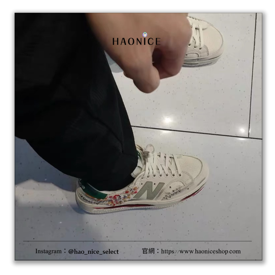 【HAO NICE】惡作劇訂製款🔥New Balance NB Pro Court⚡️幽靈娃娃 復古貼布 米白運動鞋 慢跑鞋