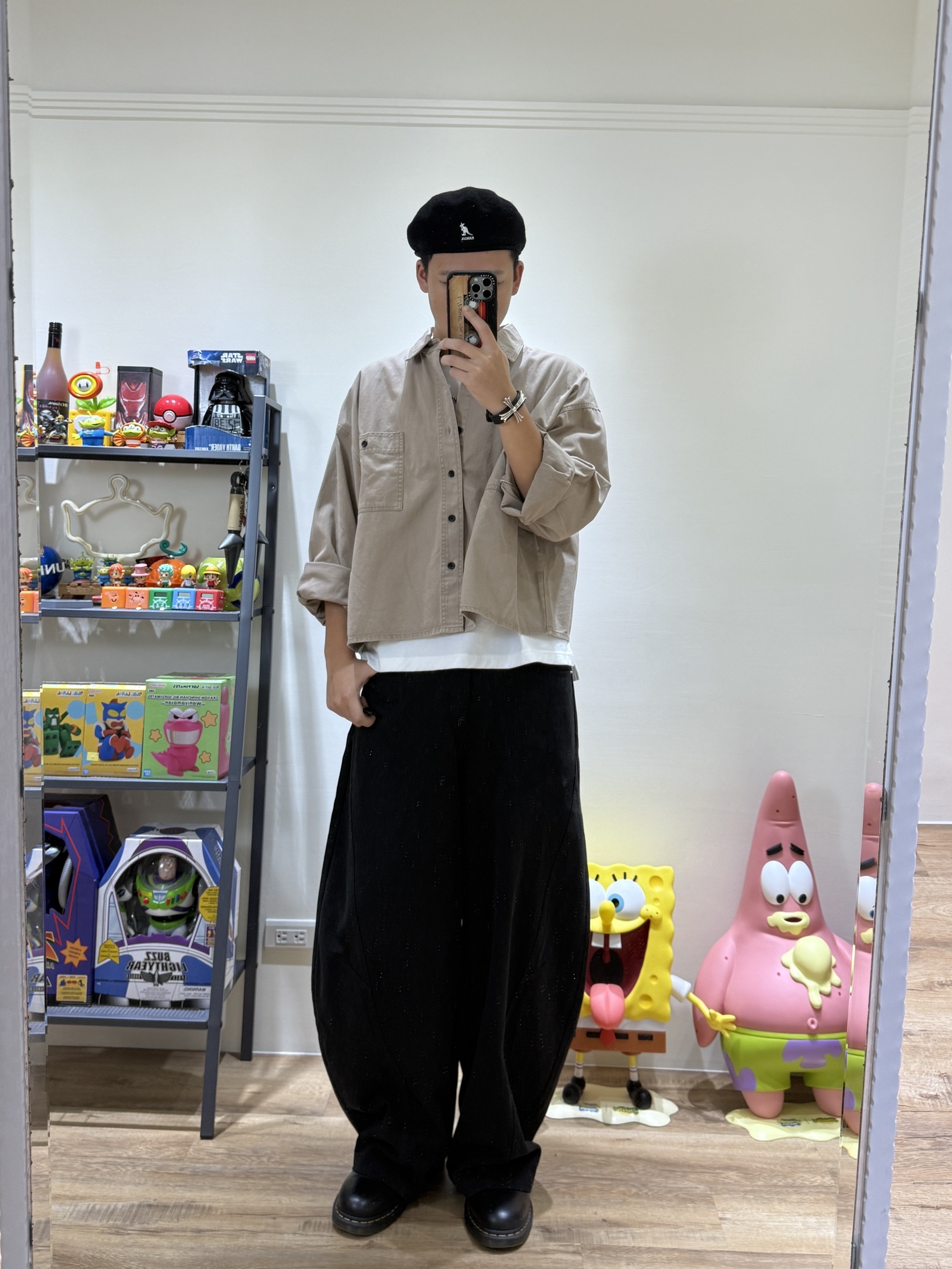 BOXY短寬重磅水洗襯衫(卡其)