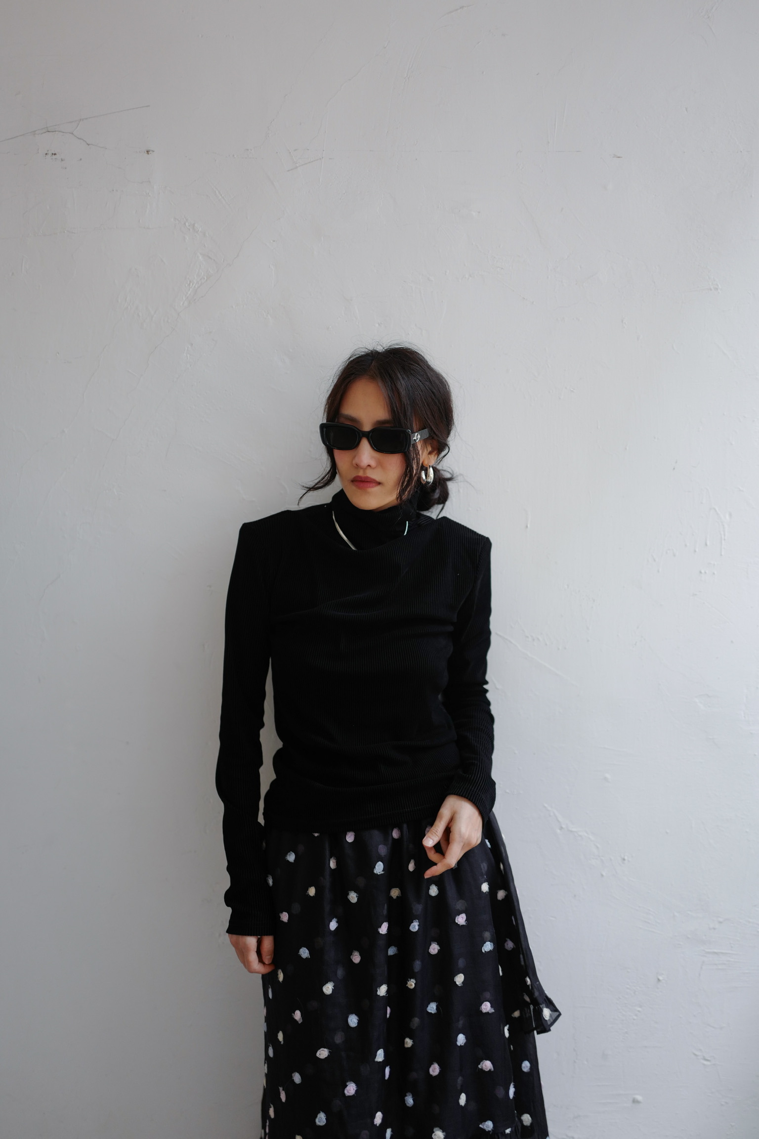 Turtle neck striped blouse