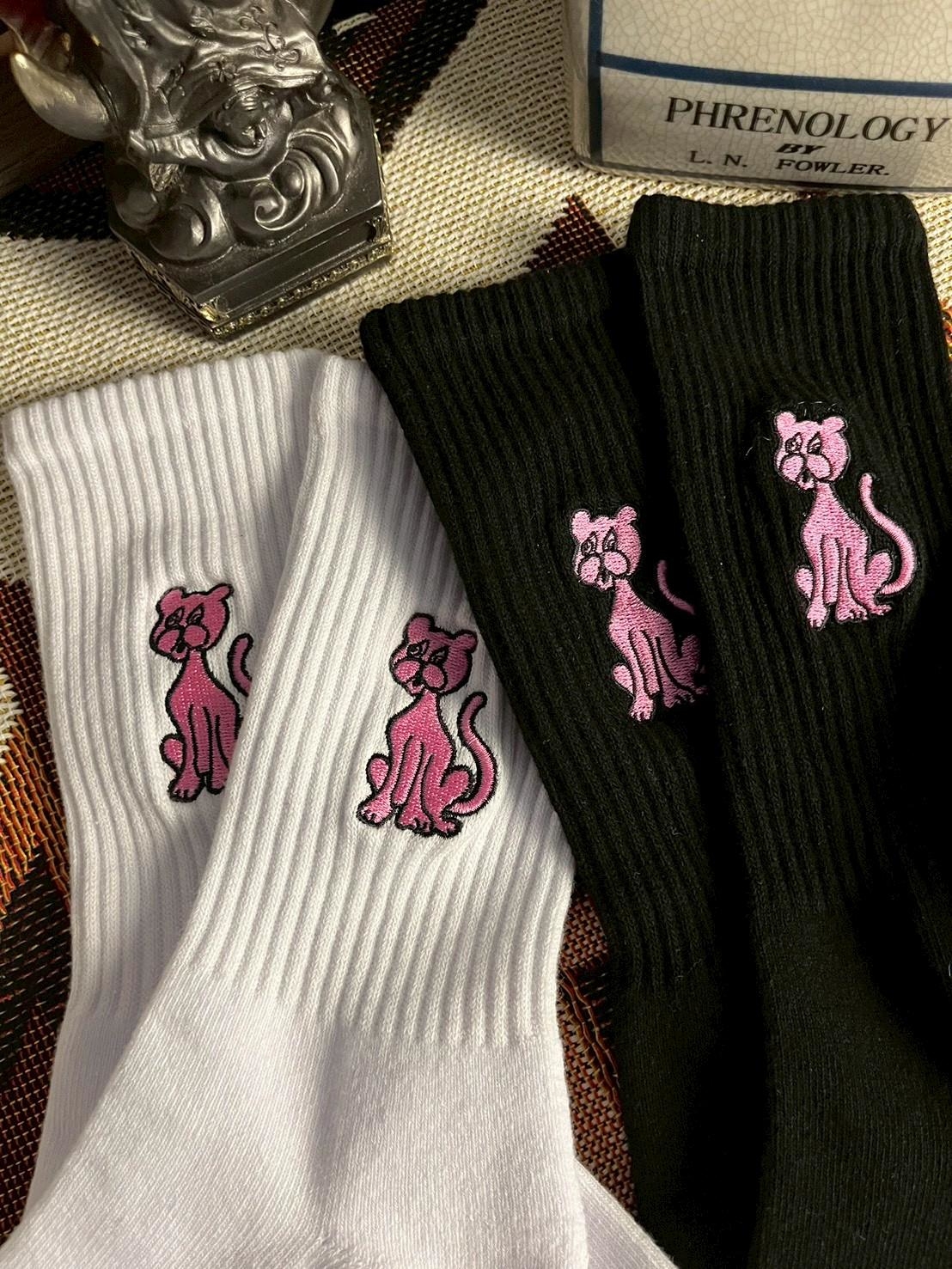 【AFTER WORK】粉紅豹刺繡襪