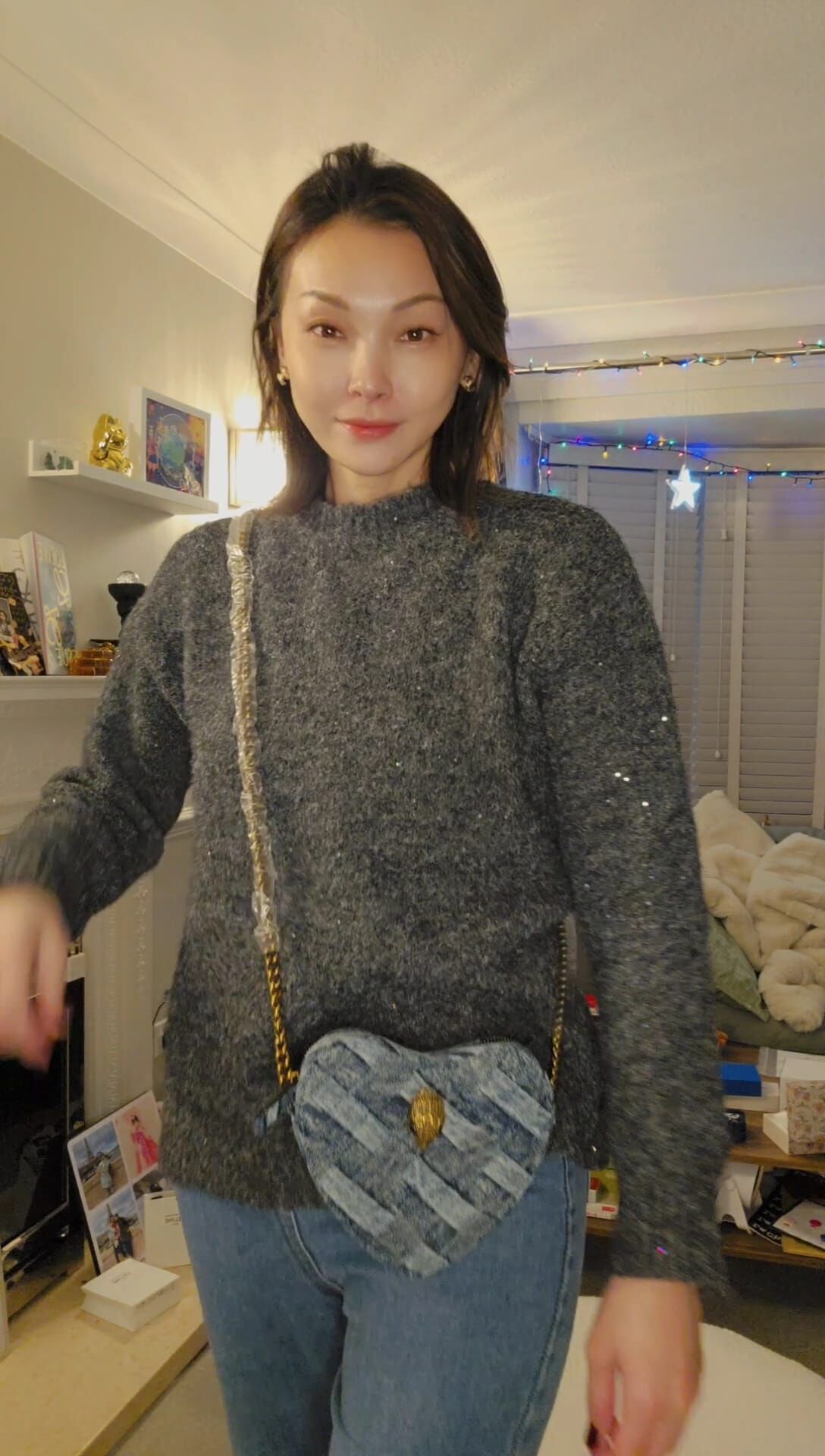 英國代購 (獨立訂單)-KG Kurt Geiger KENSINGTON HEART X BODY DENIM 🎄🎄香港現貨🎄🎄