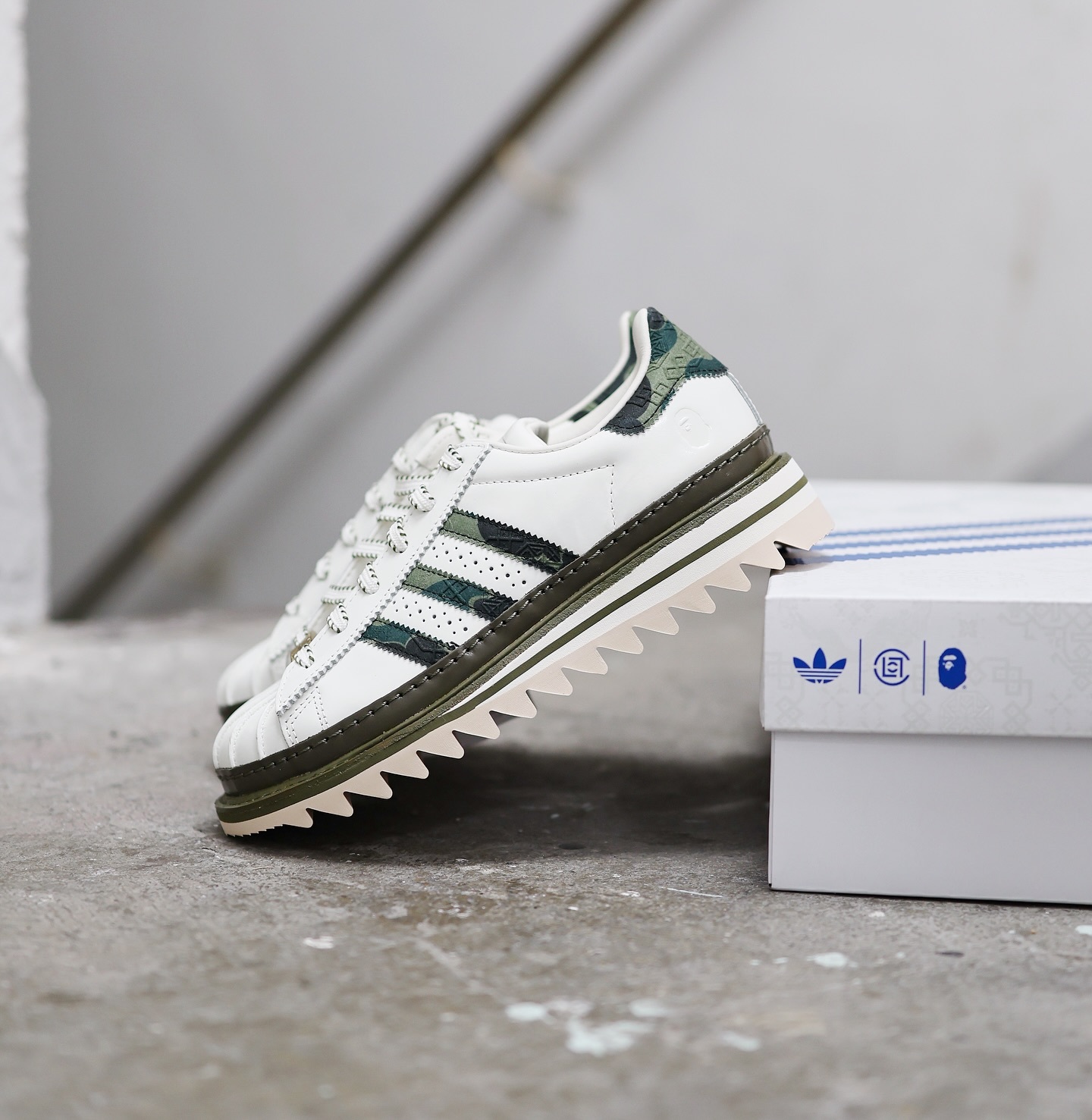 CLOT x BAPE x adidas Superstar Branch/Olive 迷彩 KJ1473