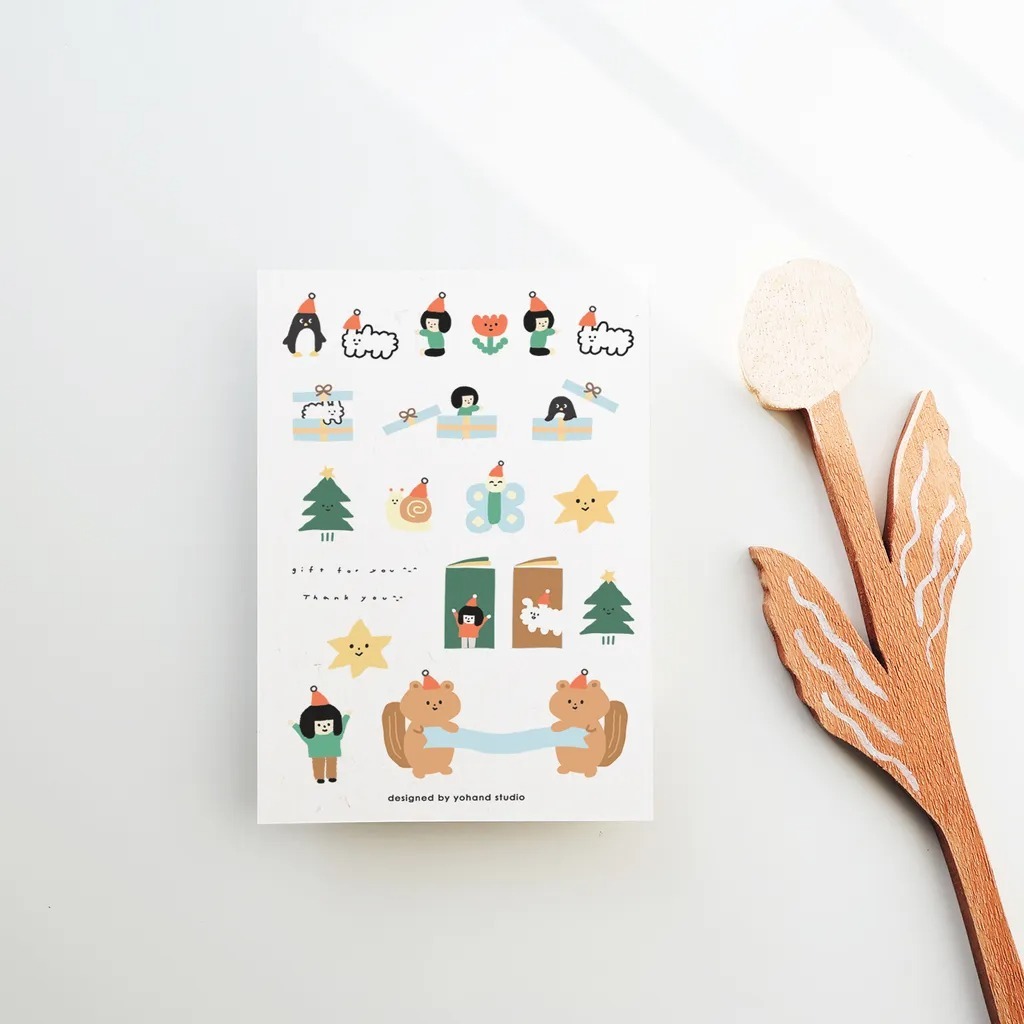 聖誕限定 節日祝福 2入轉印貼紙｜右手超人