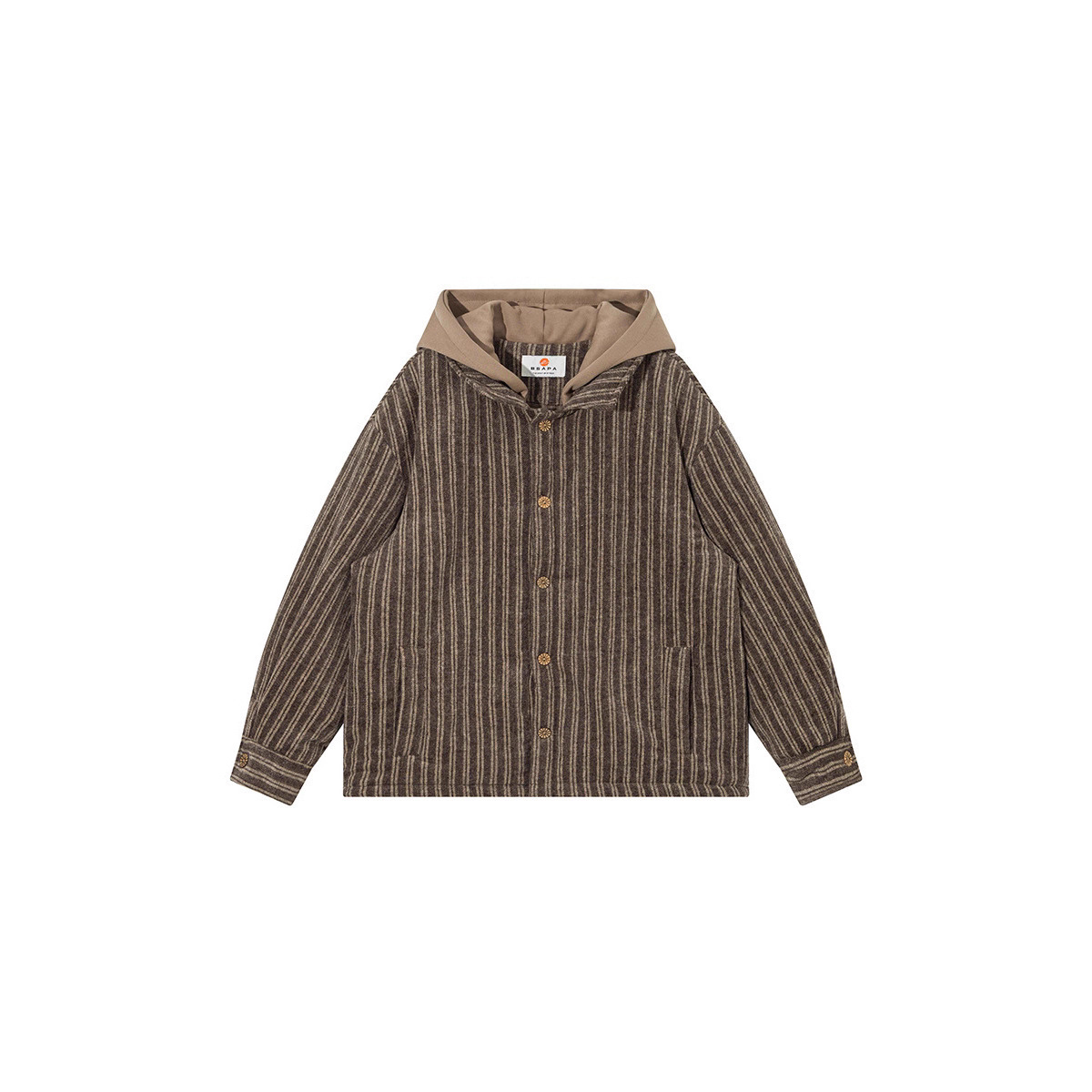 Vintage Striped木扣連帽外套