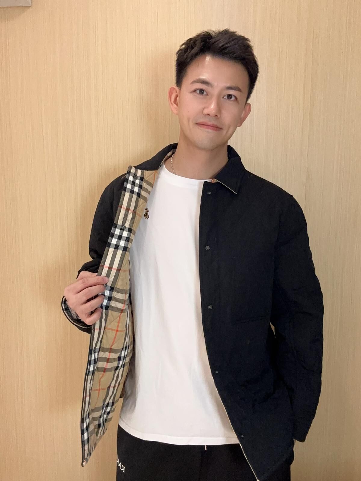 BBR 黑色拼經典格 雙面夾綿外套 男款