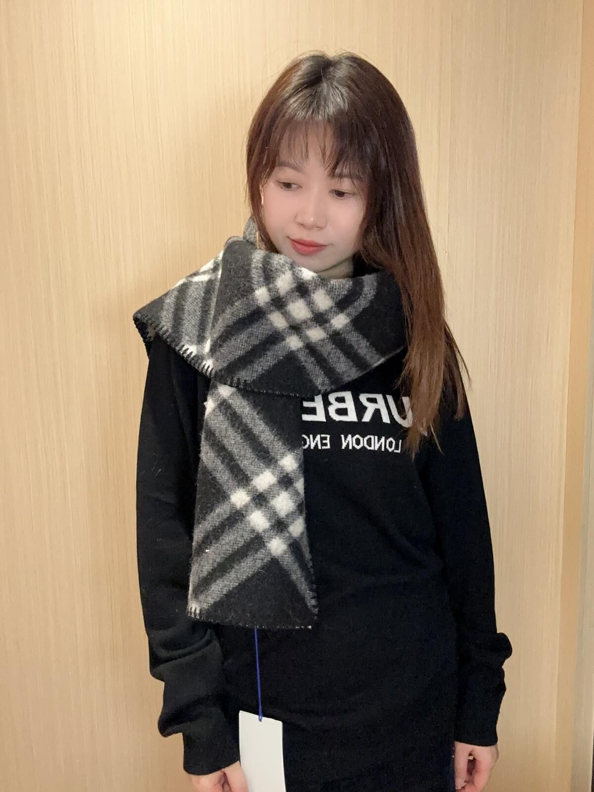 BBR 經典格仔 戰馬logo 圍巾