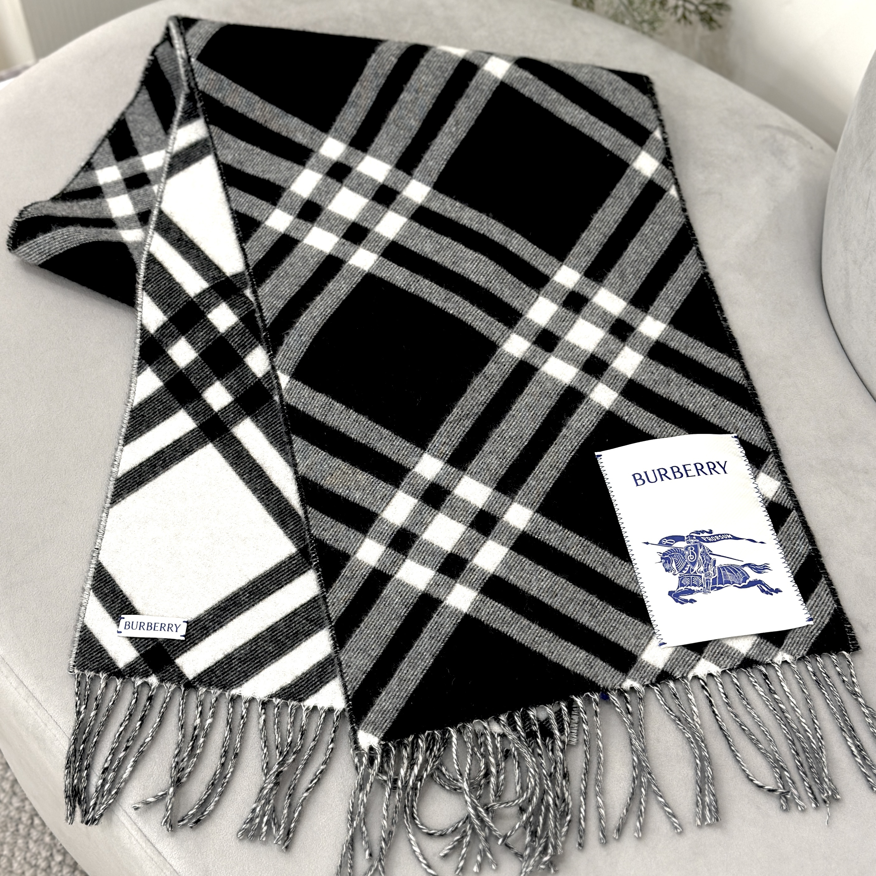 BURBERRY Check Cashmere Scarf