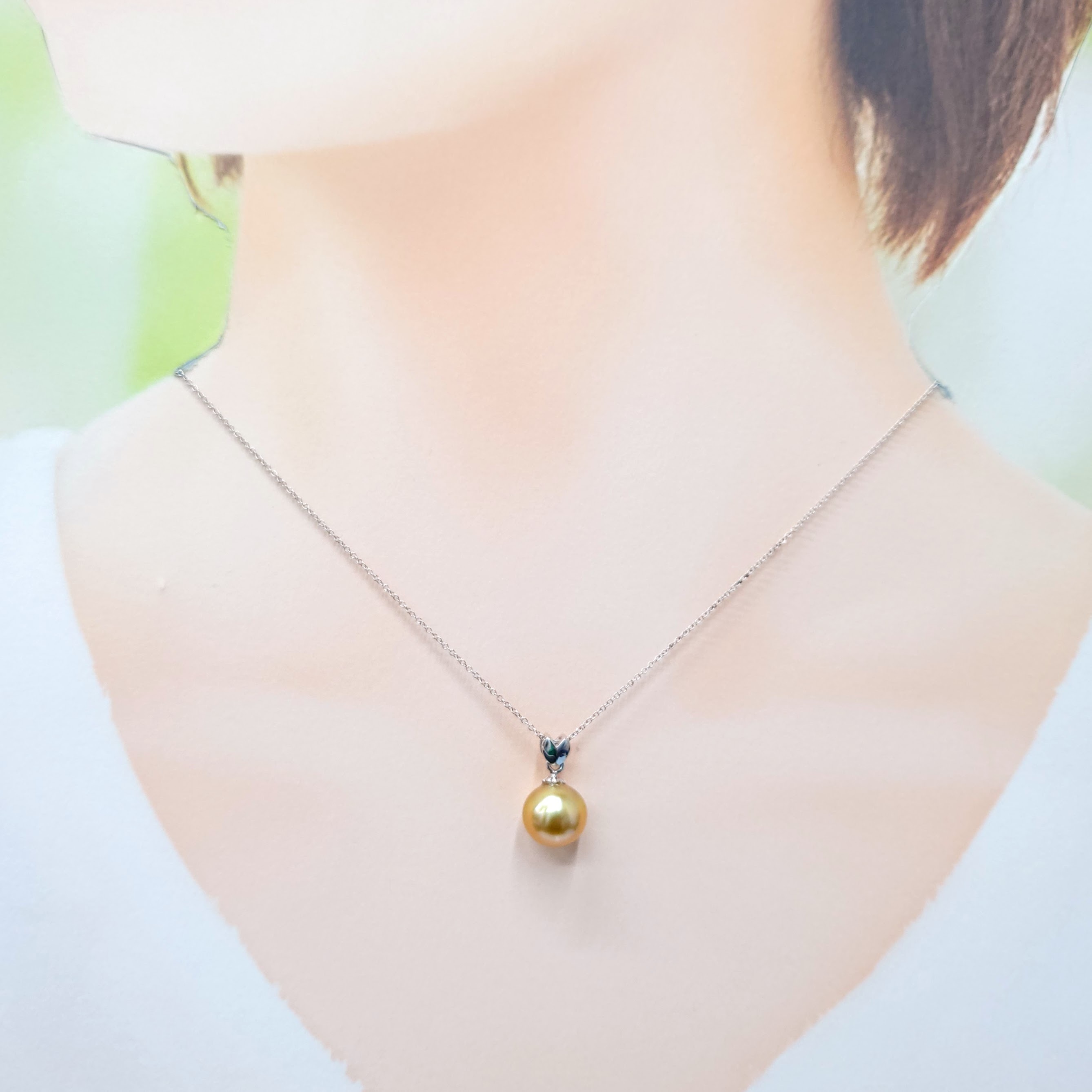 全新18K白金黃金珍珠吊墜