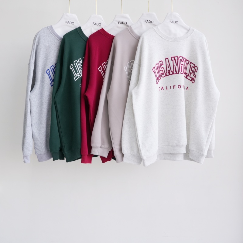 法朵Fado Shop｜美式字母刺繡寬鬆oversize大學Tee 0214130 五色