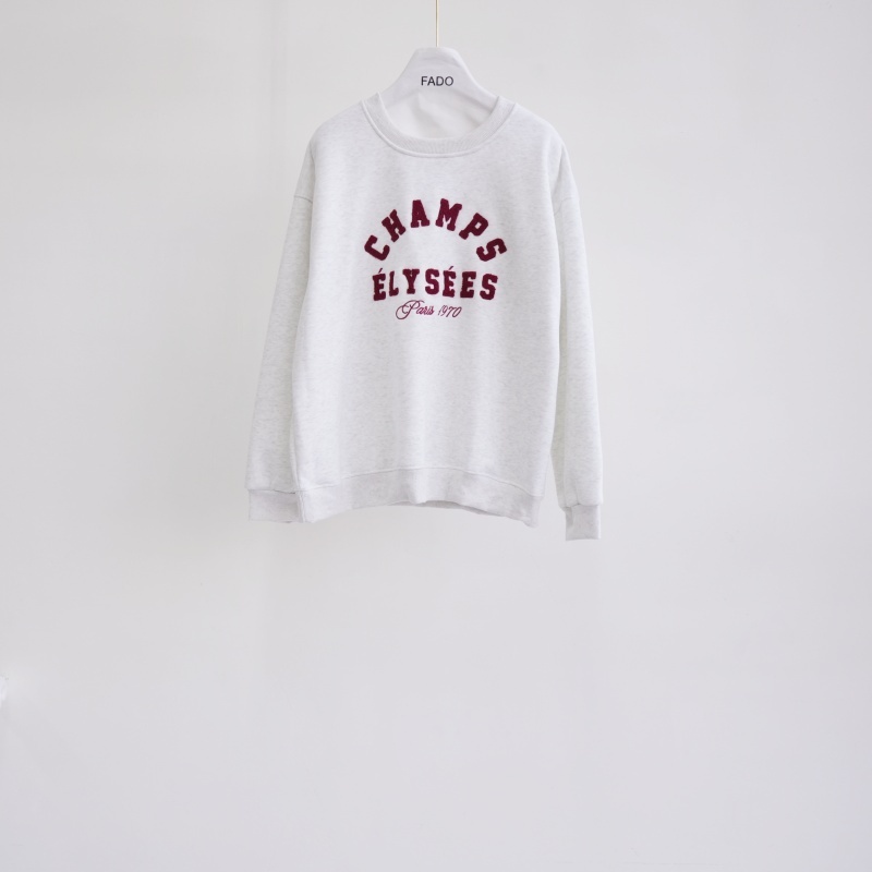 法朵Fado Shop｜毛巾刺繡字母內加銀狐絨圓領大學Tee 0214132 四色