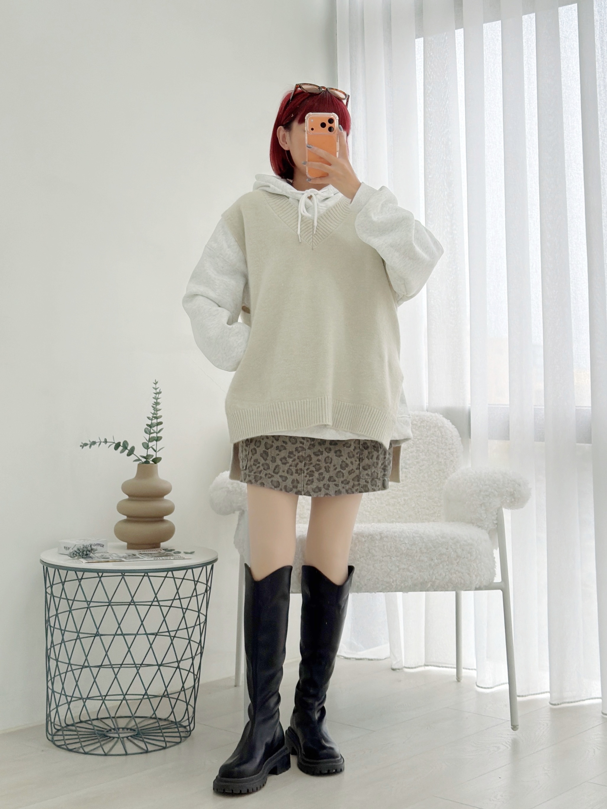 法朵Fado shop｜素面V領前短後長針織寬版背心 111A012 四色